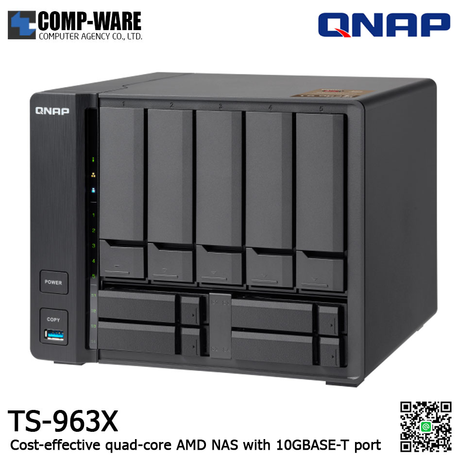 QNAP NAS (9-Bay) TS-963X (8GB RAM up to 16GB) AMD GX-420MC 2.0 GHz Quad-Core , No HDD