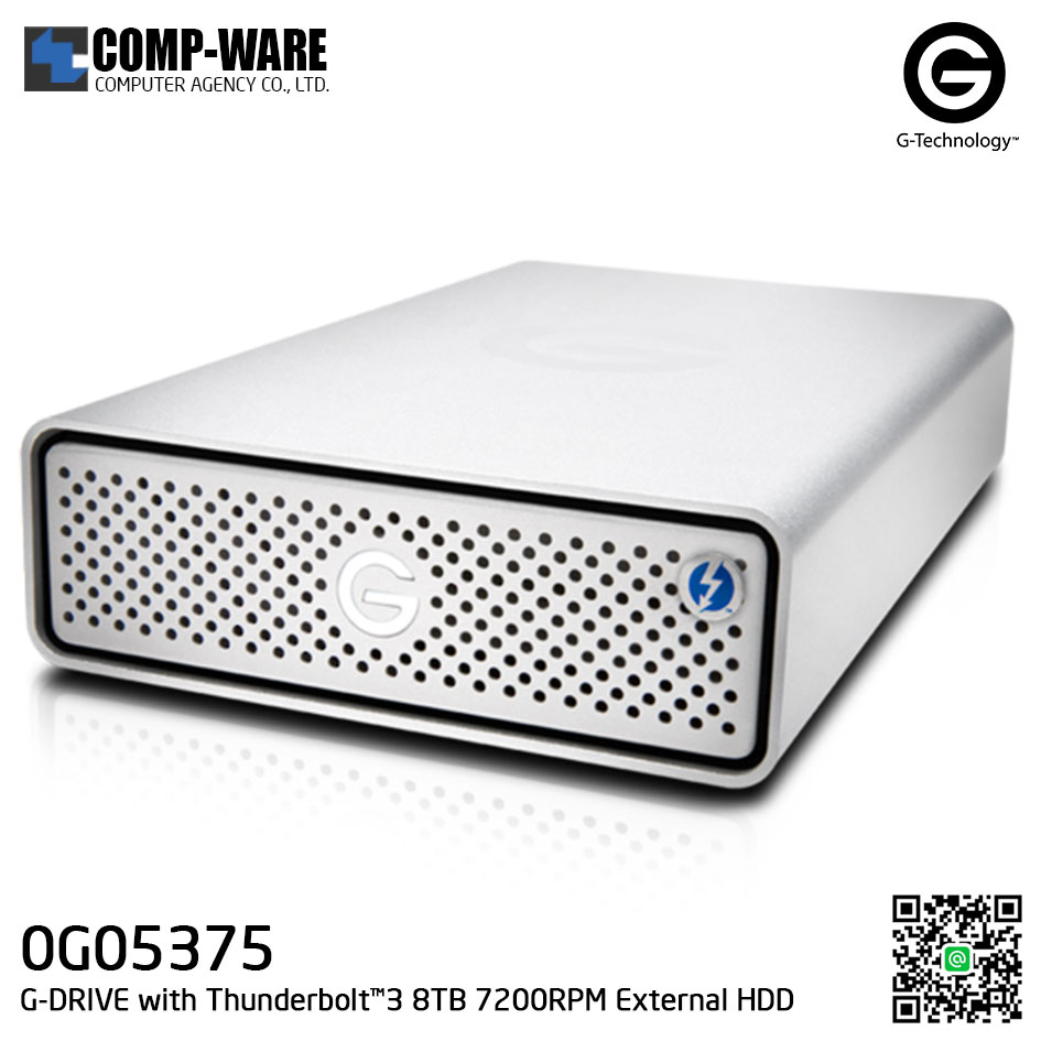 G-Technology G-DRIVE with Thunderbolt™3 8TB 7200RPM External Hard Drive Silver - 0G05375