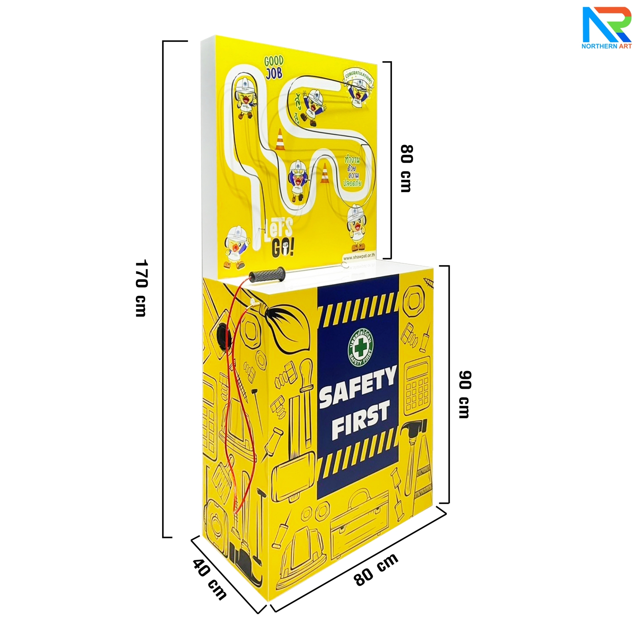 เช่าเกมส์สปาร์ค ขนาด (W)80 x (D)30 x (H)170 cm. วัสดุไม้MDFทำสีขาว พร้อมขดลวดและงานพิมพ์สติ๊กเกอร์