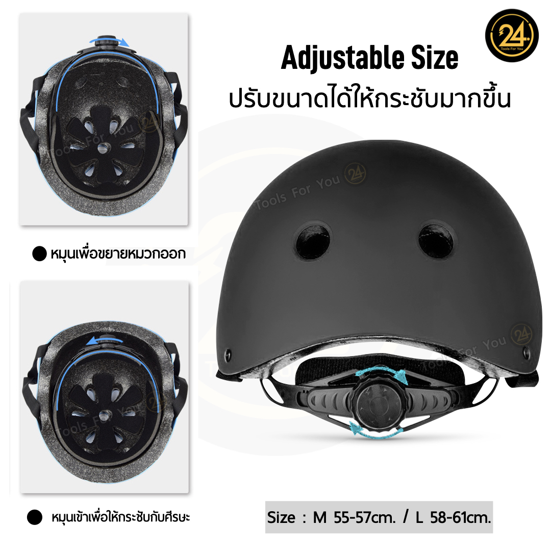 หมวกนิรภัยสีเขียว ทรงมาตรฐาน Size M/L อุปกรณ์ป้องกันกีฬา Safety หมวกกันน็อค กันกระแทก จักรยาน สกูตเตอร์ by 24you
