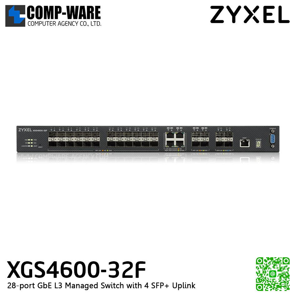 ZYXEL XGS4600-32F 28-port GbE L3 Managed Switch with 4 SFP+ Uplink