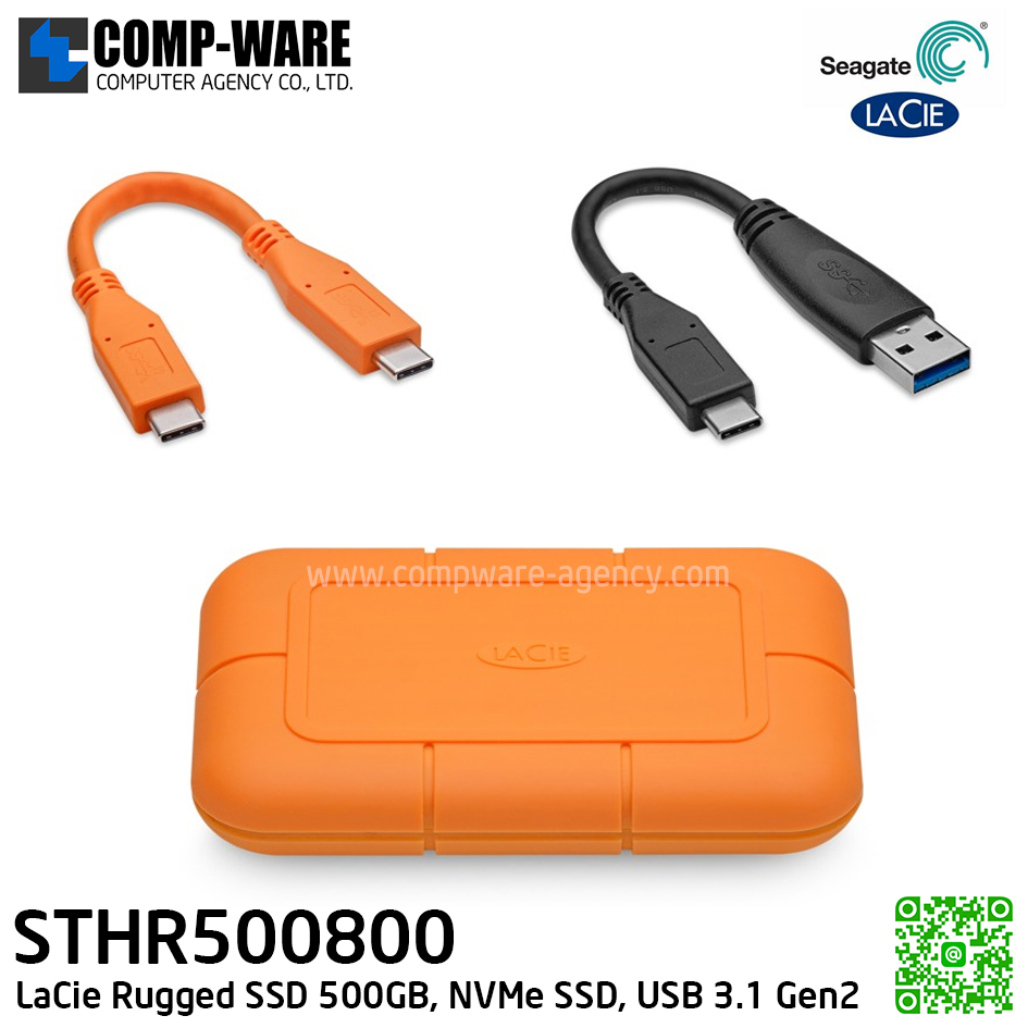 Seagate LaCie 500GB Rugged SSD USB 3.1 Gen 2 Type-C [STHR500800] External SSD - 5Years Warranty