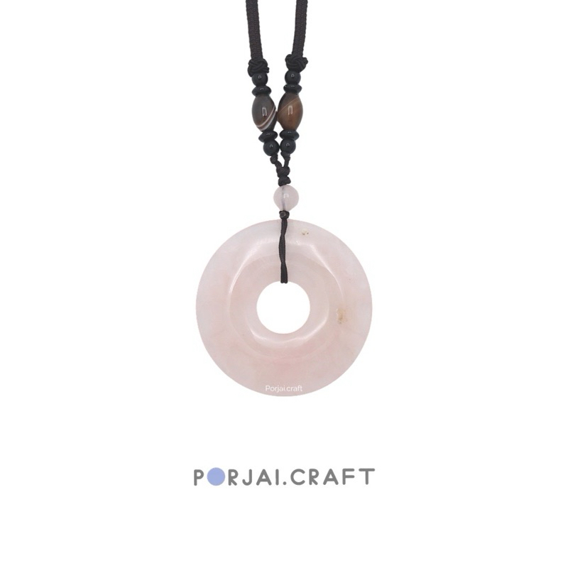 Rose Quartz Donut Necklace สร้อยคอโรสควอตซ์