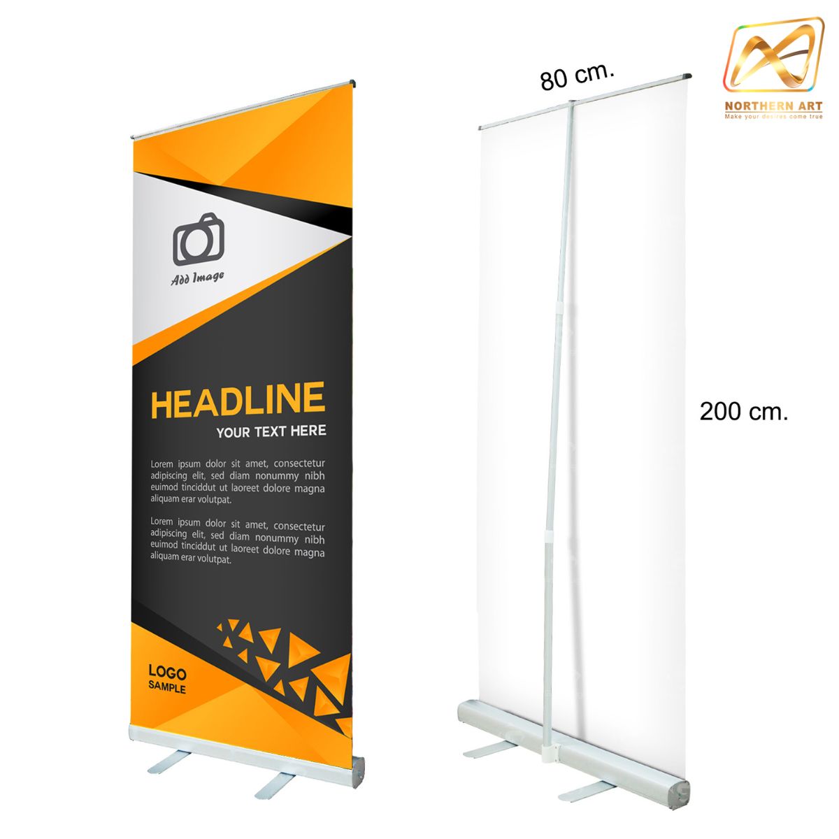 ROLL UP GRADE A โรลอัพ ขนาด 80x200 ซม. โครงสร้างอะลูมิเนียมอย่างดี แข็งแรง ทนทาน ม้วนเก็บได้ พกพาสะดวก