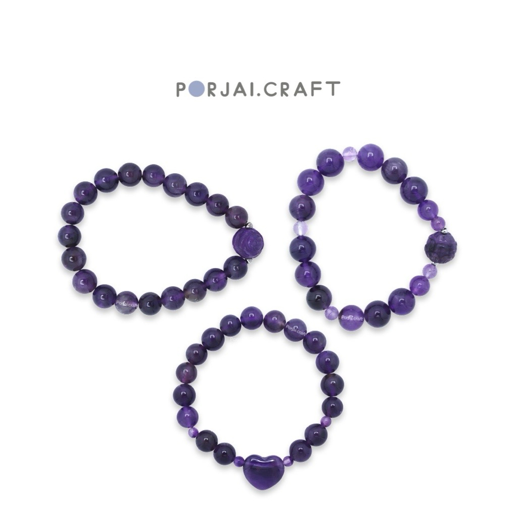 Amethyst Beaded Bracelets สร้อยข้อมืออเมทิสต์