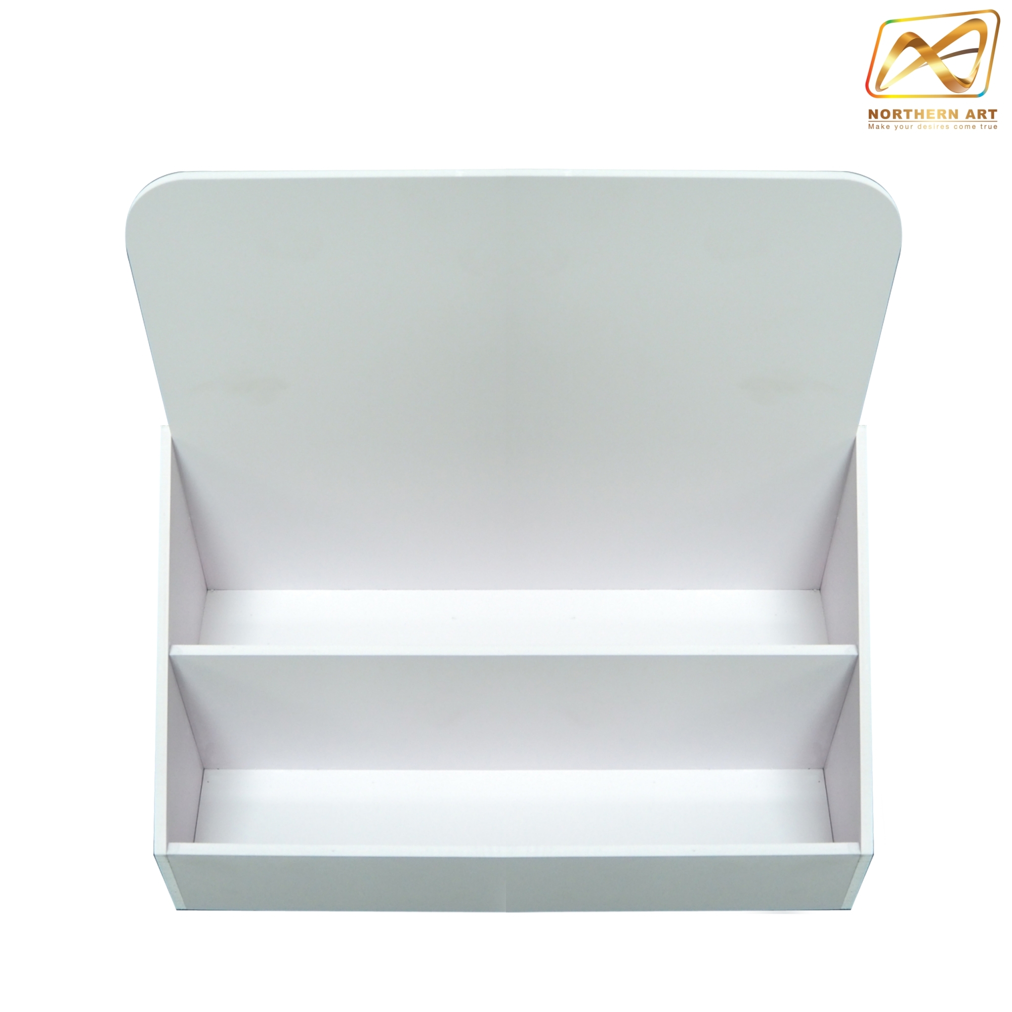 ชั้นวางสินค้าตั้งโต๊ะ 2ชั้น ขนาด (Wx30 x (D)15 x (H)30 cm. วัสดุพลาสวูดหนา 5 มม