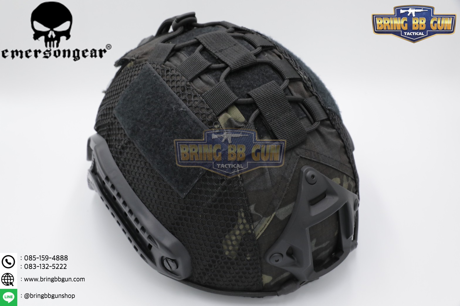 หมวก Fast ยี่ห้อ Emerson + ผ้าคลุมหมวก รุ่น ปรับท้ายทอยได้ (Fast Helmet MH type)