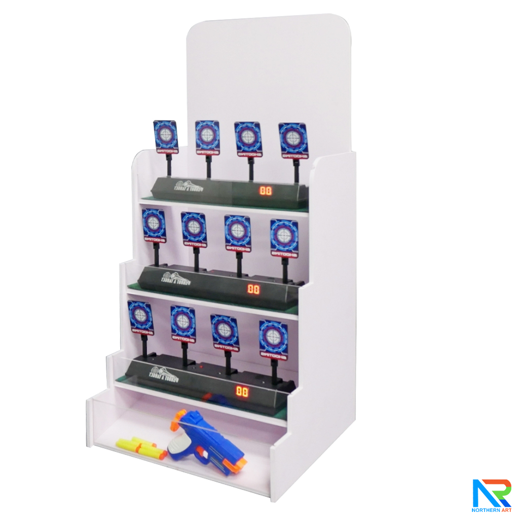 เช่าเกมส์ยิงเป้านิ่ง ตั้งโต๊ะ ขนาด (W)40 x (D)40 x (H)90 cm. พร้อมเป้านิ่ง 4 แผ่น 3 ชุด และปืนกระสุนโฟม 1 กระบอก