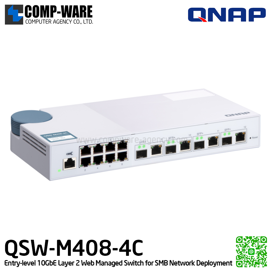 QNAP QSW-M408-4C Entry-level 10GbE Layer 2 Web Managed Switch for SMB Network Deployment