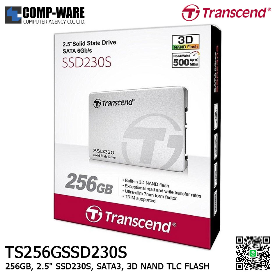 Transcend SSD230S 256GB SSD 2.5" SATA3, 3D NAND TLC TS256GSSD230S - 5Y Warranty