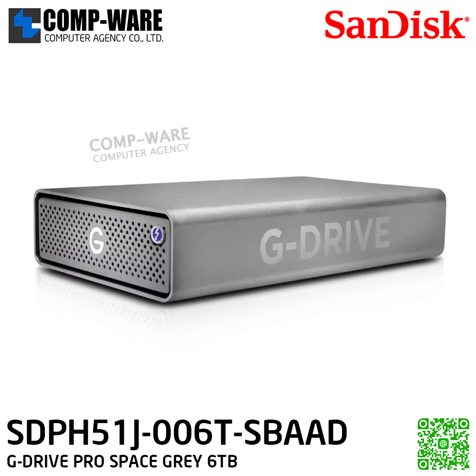 SanDisk Professional 6TB G-DRIVE PRO SPACE GREY ,Enterprise-Class Desktop Hard Drive, Thunderbolt 3, USB-C, 3Y Warranty - SDPH51J-006T-SBAAD