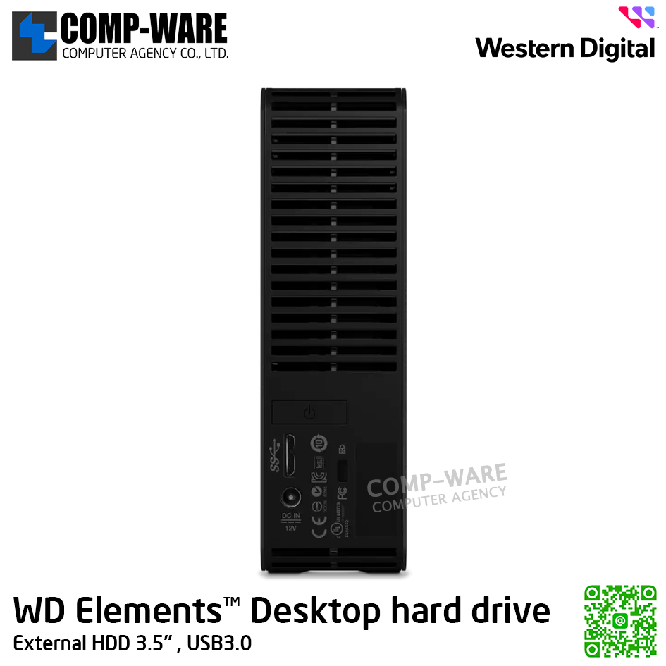 WD Elements Desktop 4TB , External HDD 3.5" , USB3.0 (Black) WDBBKG0040HBK-SESN รับประกัน 3 ปี