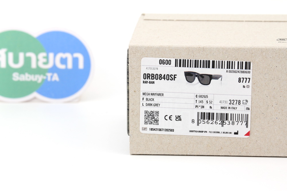 RayBan Mega Wayfarer RB0840SF 6826J5 Blacked Out collection by A$AP Rocky