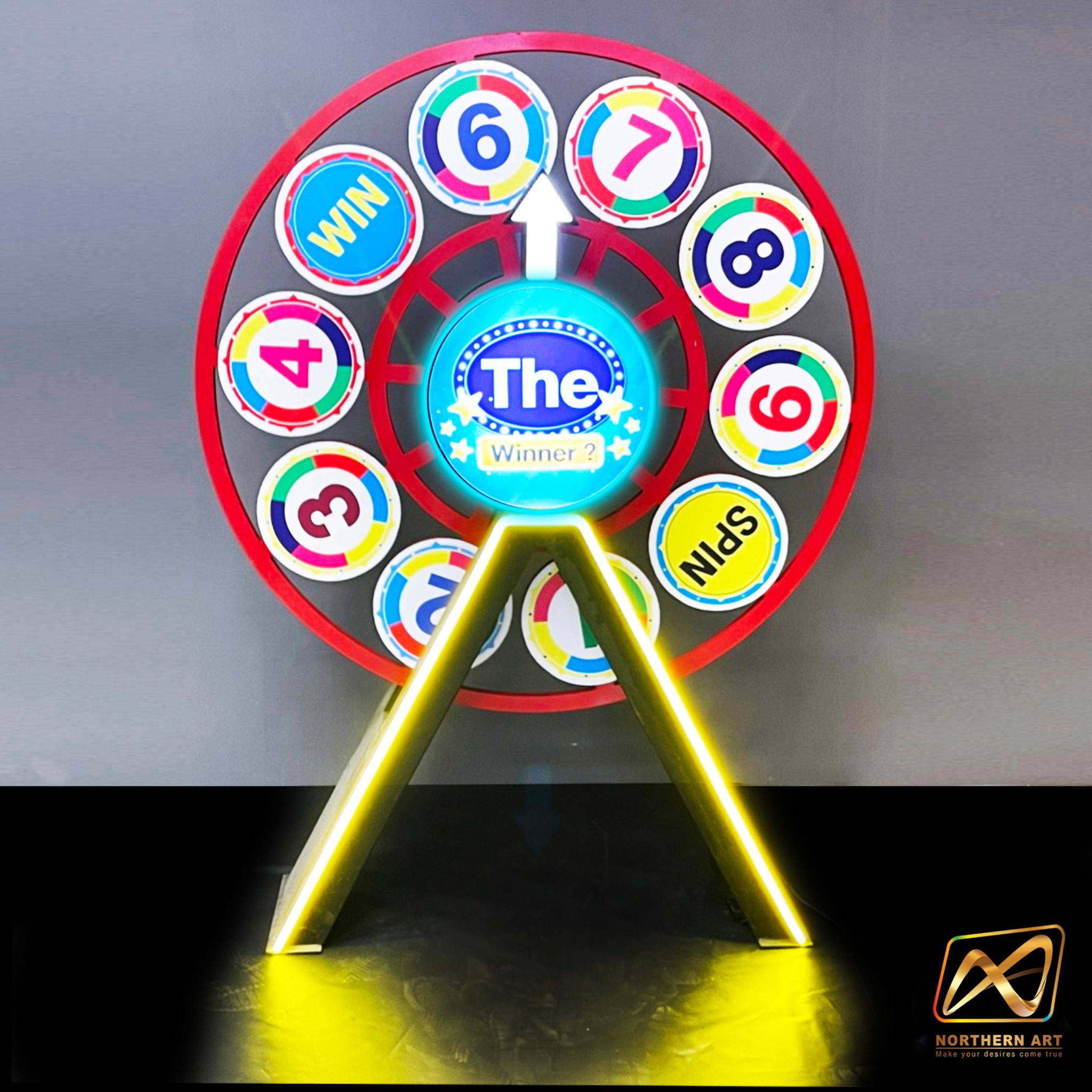 เกมส์วงล้อยักษ์ GIANT WHEEL ขนาดวงล้อ 120 ซม. สูง 160 ซม. พร้อมตู้ไฟกลมLED 40 ซม.