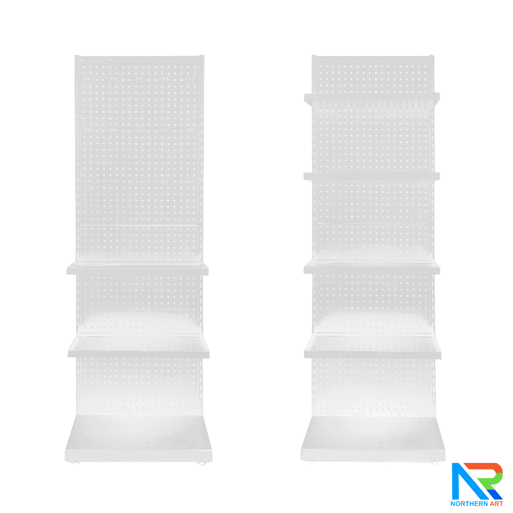 เช่าชั้นวางสินค้าเหล็ก ขนาด(W)50 x (D)25 x(H)150 cm. สีขาว ปรับจำนวนชั้นและขอแขวนได้ตามความต้องการ