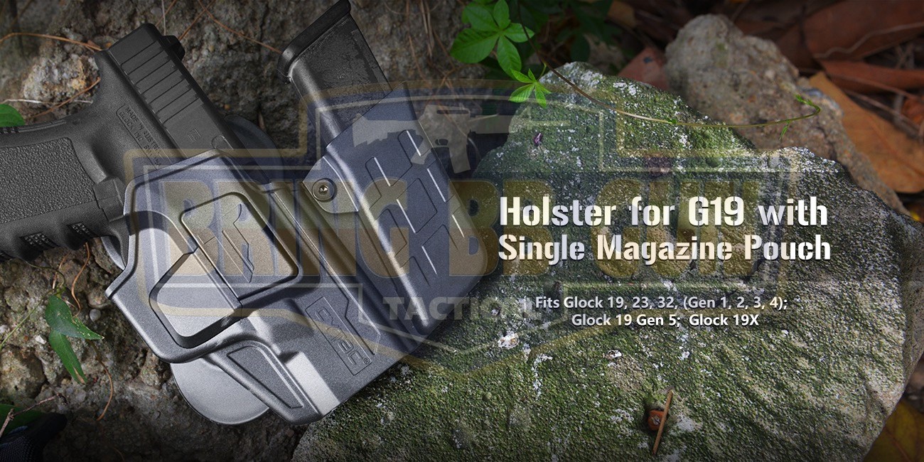 ซองปืนพกนอกปลดนิ้วชี้ + ซองแม็กกาซีน ยี่ห้อ Cytac รุ่น Glock19/Glock19X