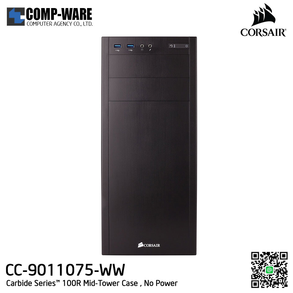 Corsair Carbide Series 100R Window Mid-tower chassis , No Power - CC-9011075-WW