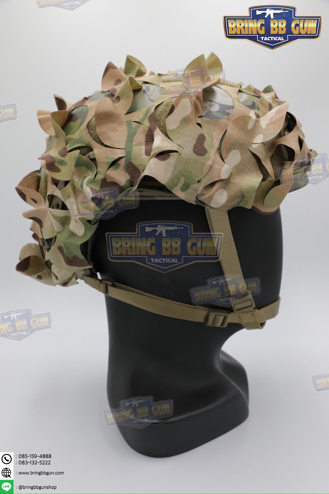 ผ้าคลุมหมวกฟาส แบบตาข่ายพราง (ผ้าคลุมหมวกสำหรับพรางตัว) (Lightweight laser cut helmet cover) (Ghillie Helmet Cover)