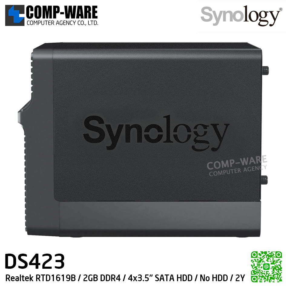 Synology DiskStation (Tower 4-Bay) DS423 / Realtek RTD1619B / 2GB DDR4 / 4x3.5" SATA HDD / No HDD / 3Y Warranty