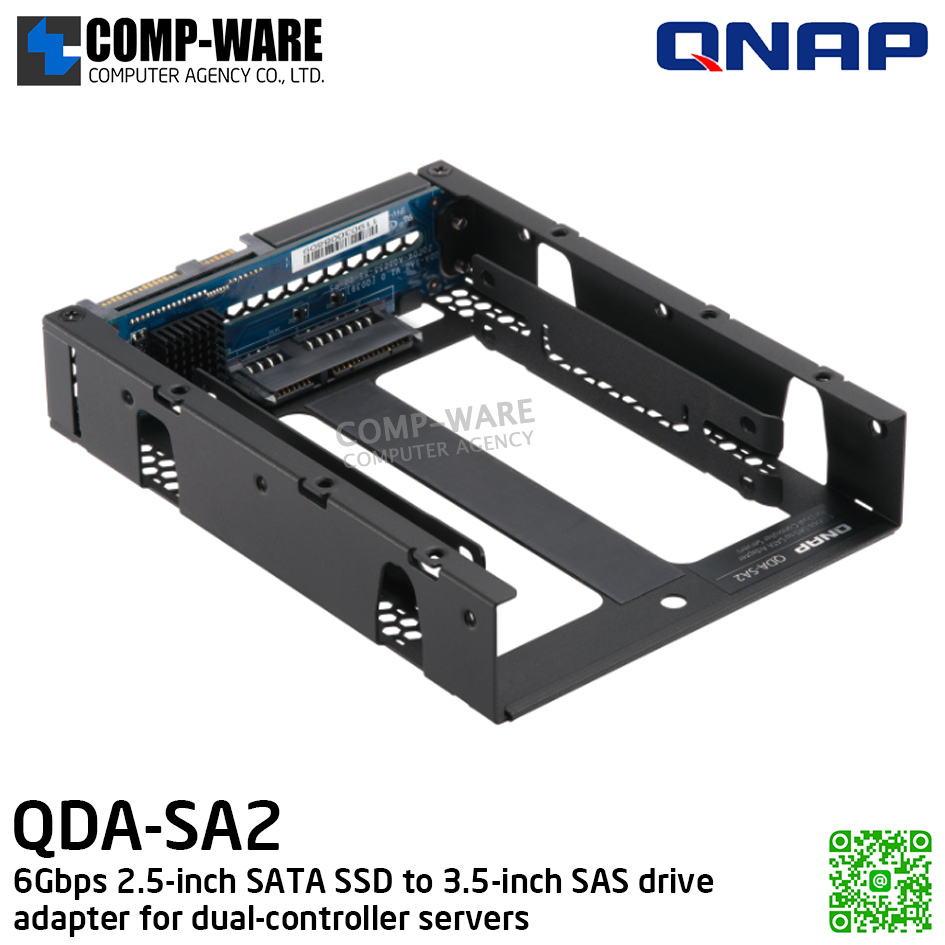 QNAP QDA-SA2 6Gbps 2.5-inch SATA SSD to 3.5-inch SAS drive adapter for dual-controller servers - Spare Part - 1Y Warranty
