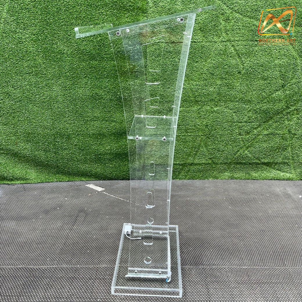 โพเดียม อะคริลิค เรืองแสงLED เปลี่ยนสีได้ พร้อมรีโมท ขนาด 60x40x114 cm.