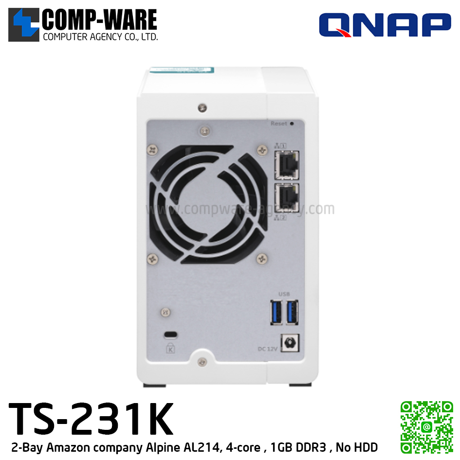 QNAP NAS (2-Bay) TS-231K (1GB DDR3 RAM) Annapurna Labs Quad-Core , No HDD // 2Y Warranty