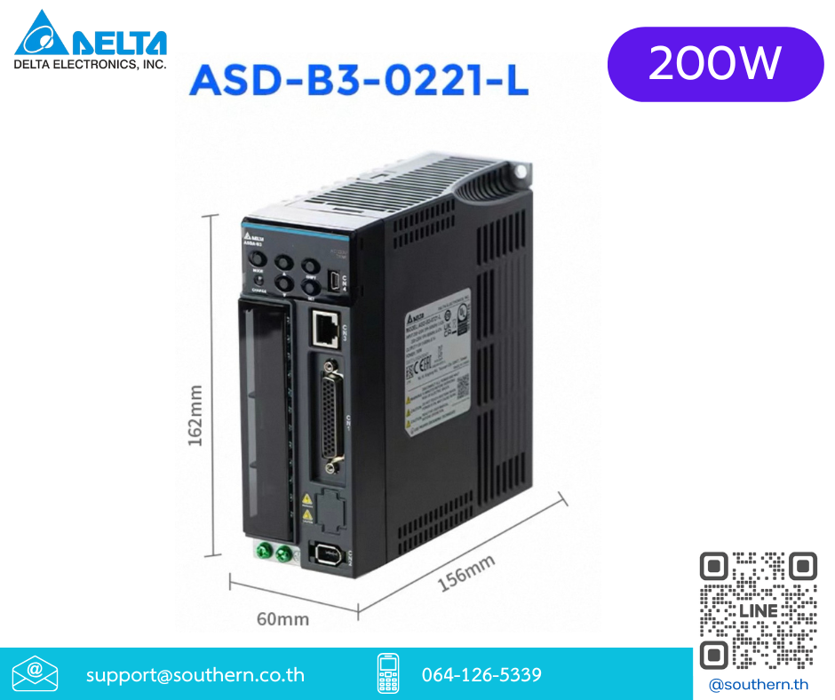 Delta AC Servo Drive ASD-B3-0221-L 200W 220V 3/1-Phase , close loop