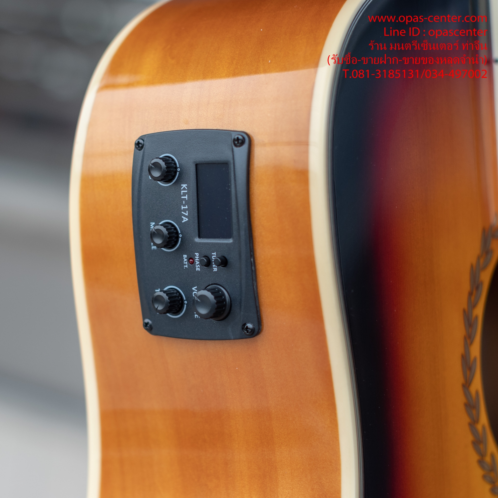 กีต้าร์โปร่งเว้าไฟฟ้า O-YA รุ่น 41E EQ มีจูนเนอร์ในตัว สีซันเบิร์ส ของใหม่