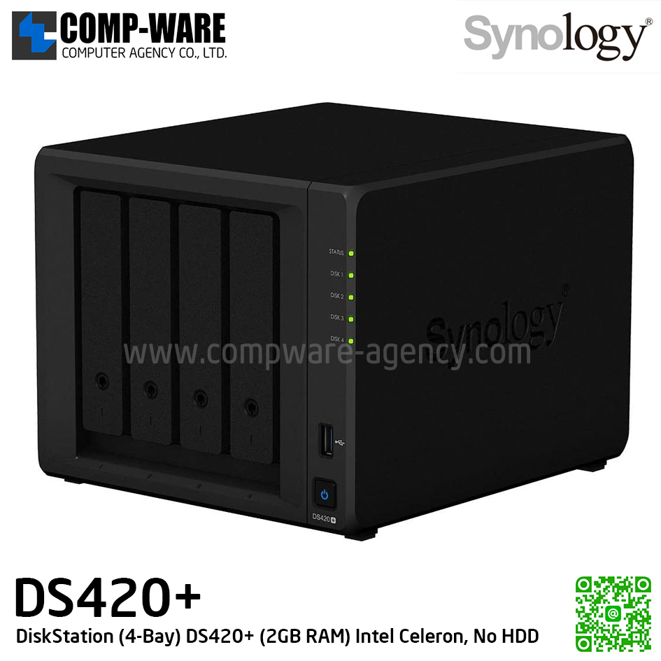 Synology DiskStation (4-Bay) DS420+ (2GB DDR4 RAM up to 6GB) Intel Celeron J4025 Dual-Core, No HDD