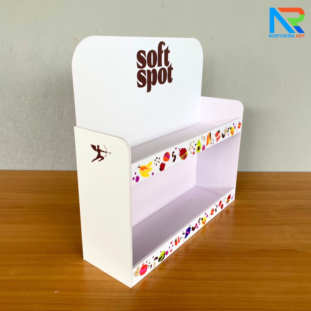 ชั้นวางสินค้าตั้งโต๊ะ TB18 แบบ 2 ชั้น ขนาด (W)40 x (D)12 x (H)40 cm.วัสดุพลาสวูดหนา 5 มม.