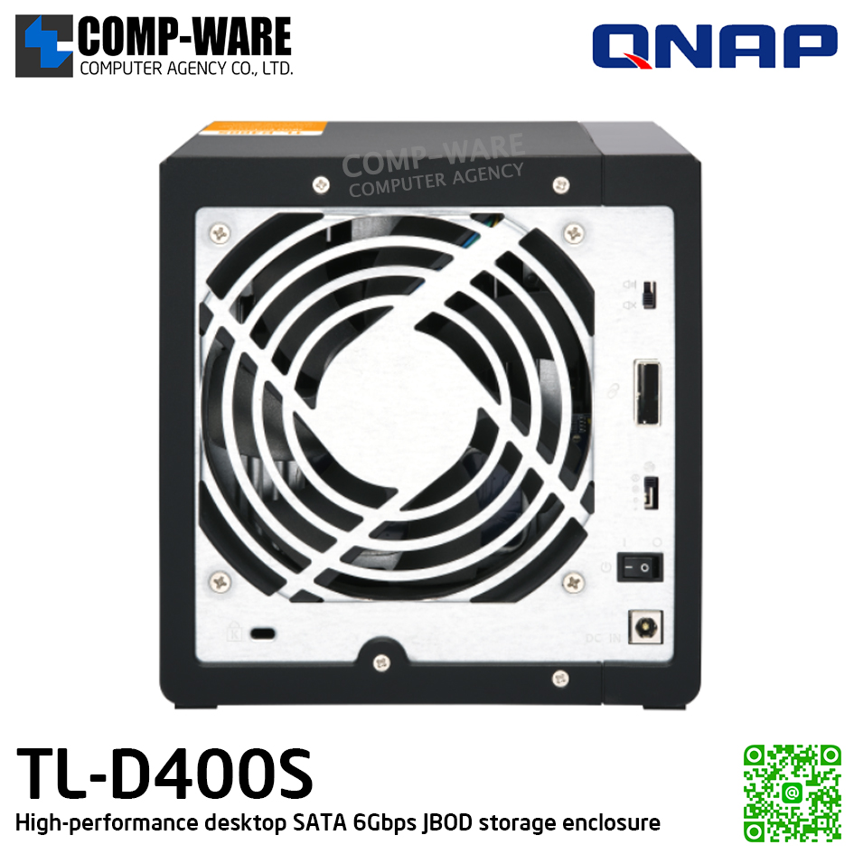 QNAP (Tower 4-Bay) TL-D400S / 4 x 2.5"/3.5" SATA 6Gbps / Single PSU / 2Y Warranty / No HDD - Expansion Enclosure