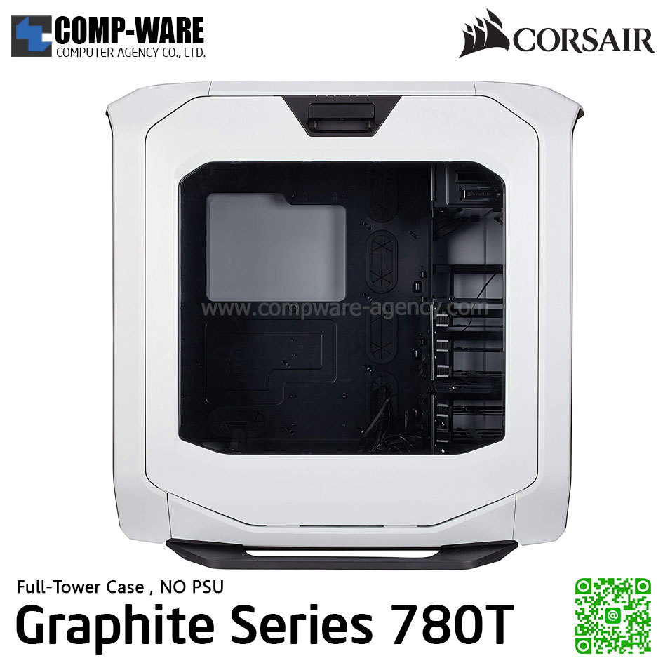 CORSAIR Graphite Series 780T White Full-Tower Chassis , No Power - CC-9011059-WW