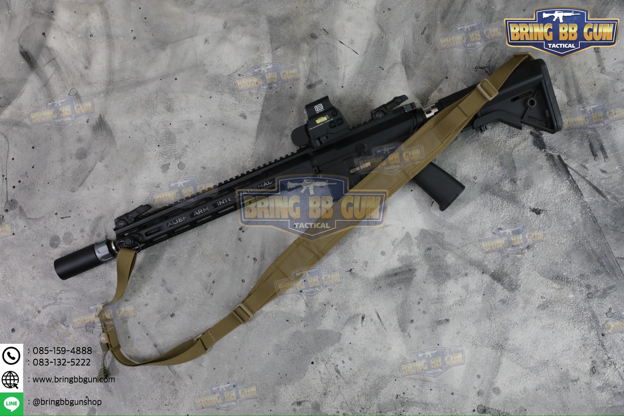 สายสะพายปืน ทรง Ferro (สายสะพายปืนยุทธวิธี 2 จุด) (Padded Sling) (The Slingster) (Adjustable dual point tactical function rope)