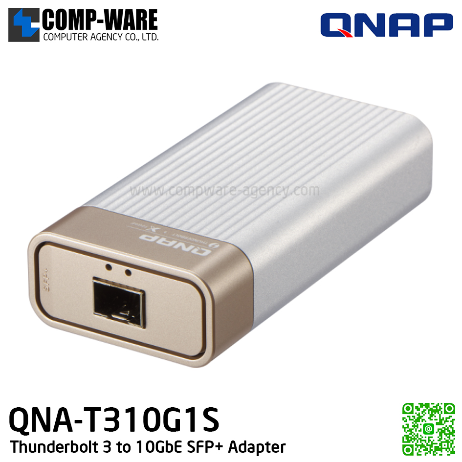 QNAP QNA-T310G1S Thunderbolt 3 to 10GbE Adapter , Connect to 10GbE networks over Thunderbolt™ 3 (รับประกัน 2 ปี) 10GbE SFP+ connector