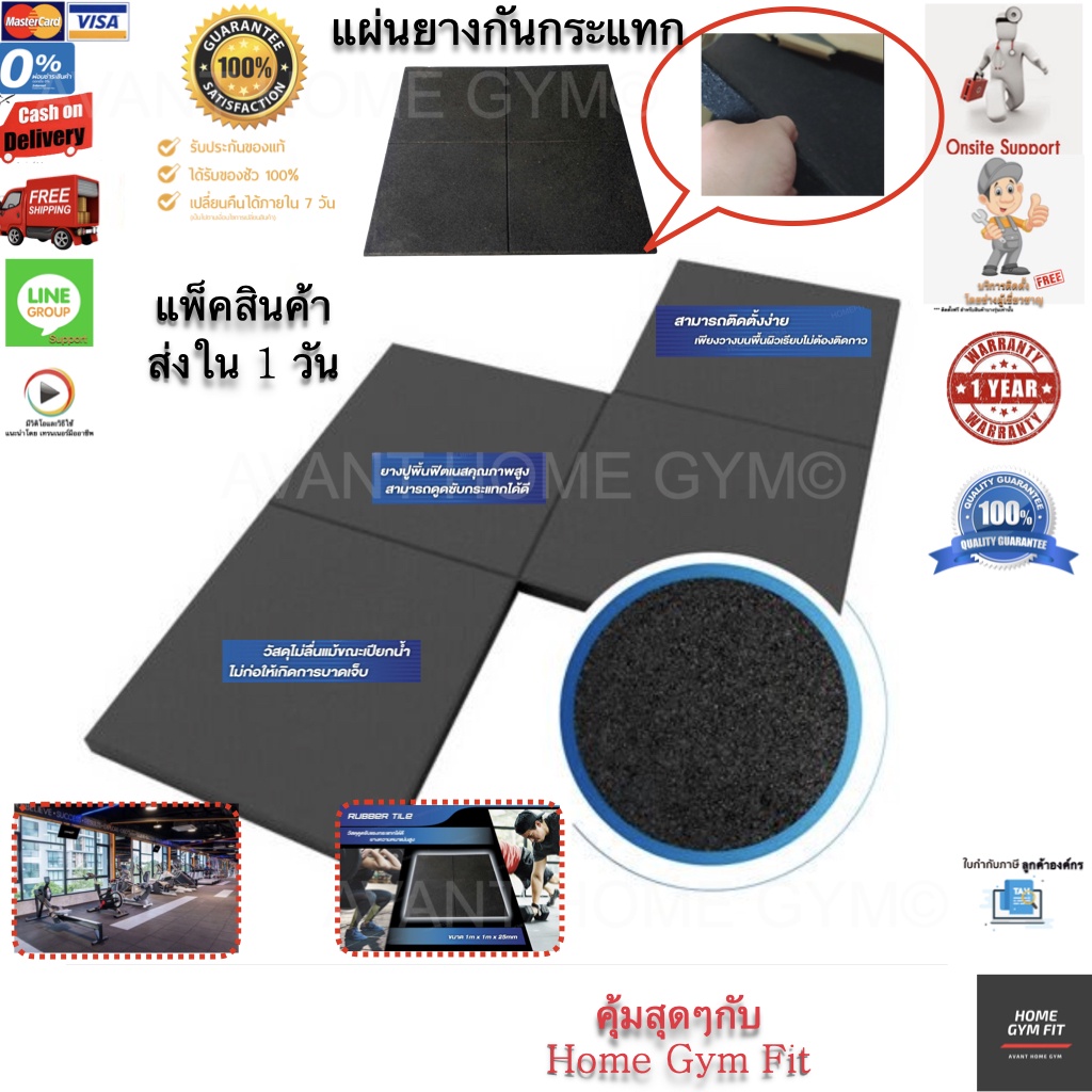 พร้อมส่ง* ส่งฟรี !! Rubber Tile แผ่นบล็อกยางกันกระแทก Home Gym Fit