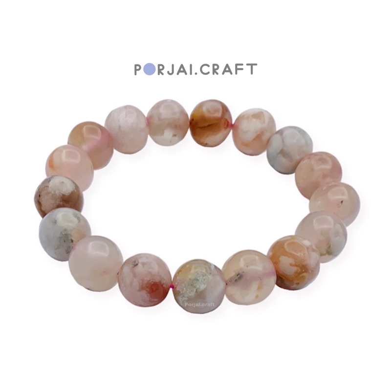 Sakura agate bracelet กำไลซากุระอาเกต 12mm