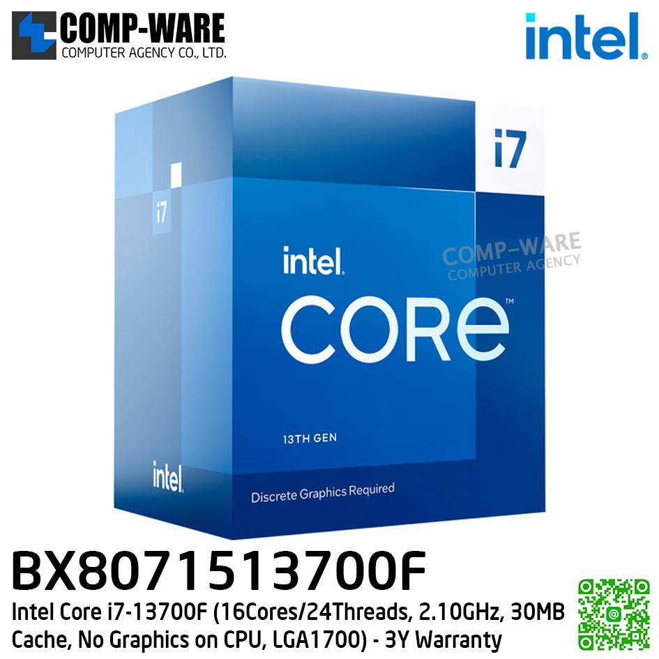 CPU BX8071513700F Intel Core i7-13700F (16Cores/24Threads, 2.10GHz, 30MB Cache, No Graphics on CPU, LGA1700) - 3Y Warranty