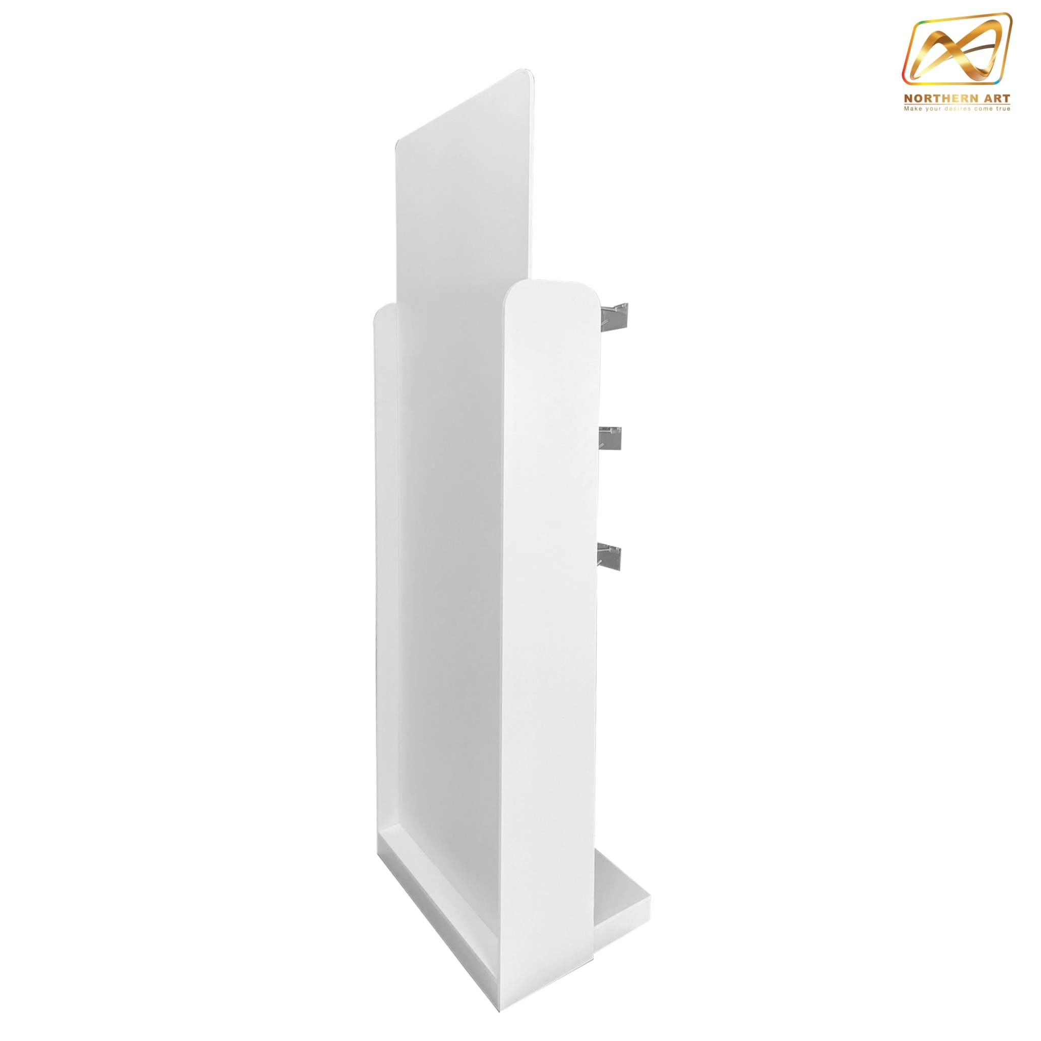 ชั้นวางสินค้าพลาสวูด รุ่น H05 ขนาด (W)50 x (D)35 x (H)155 ซม. พลาสวูดหนา 8 มม.พร้อมงานพิมพ์สติ๊กเกอร์ ( ราคาไม่รวมขอแขวนและป้ายราคา )