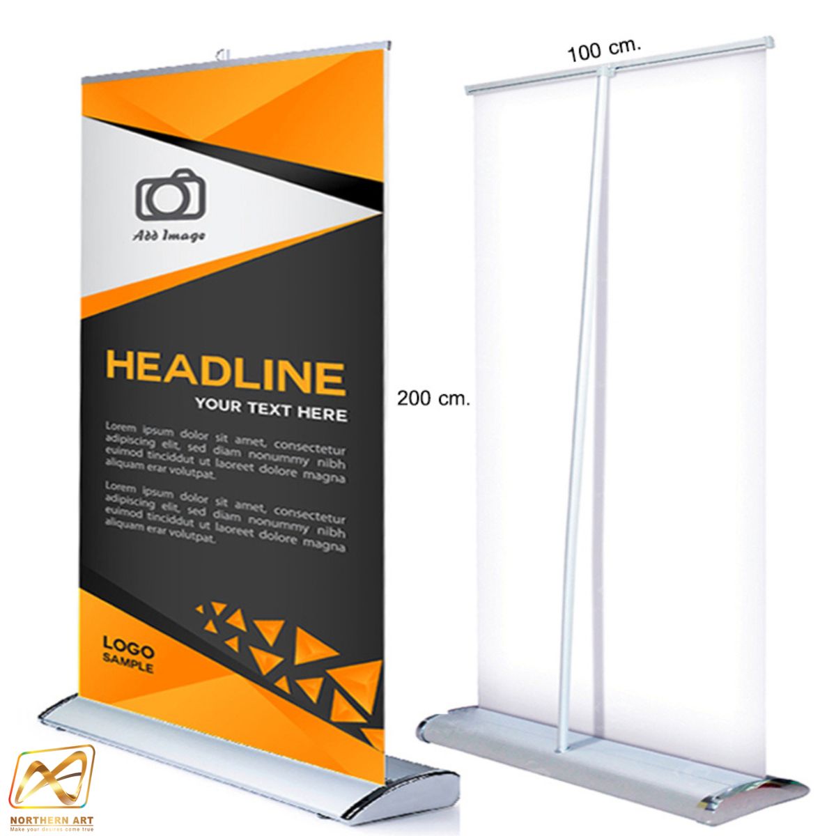 ROLL UP PREMIUM โรลอัพ ขนาด 100x200 ซม. รุ่นพรีเมี่ยม (หยดน้ำ) 1 หน้า วัสดุอะลูมิเนียมอย่างดี ม้วนเก็บได้ง่าย ฐานกว้าง แข็งแรง