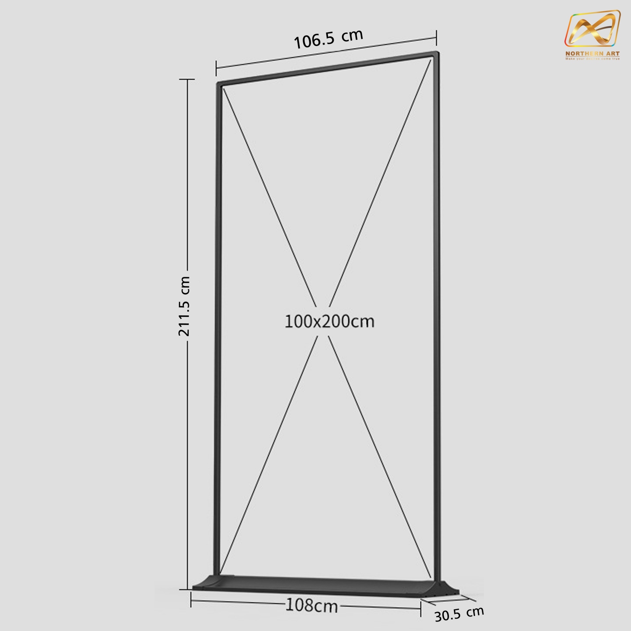 ป้ายตั้งพื้น รุ่นแขวน แบบ 2 เฟรม ฐานพลาสติกขึ้นรูป ขนาด 100x200 ซม. โครงเหล็กสีดำพร้อมขอแขวน 4 มุม ถอดประกอบได้ เคลื่อนย้ายสะดวก