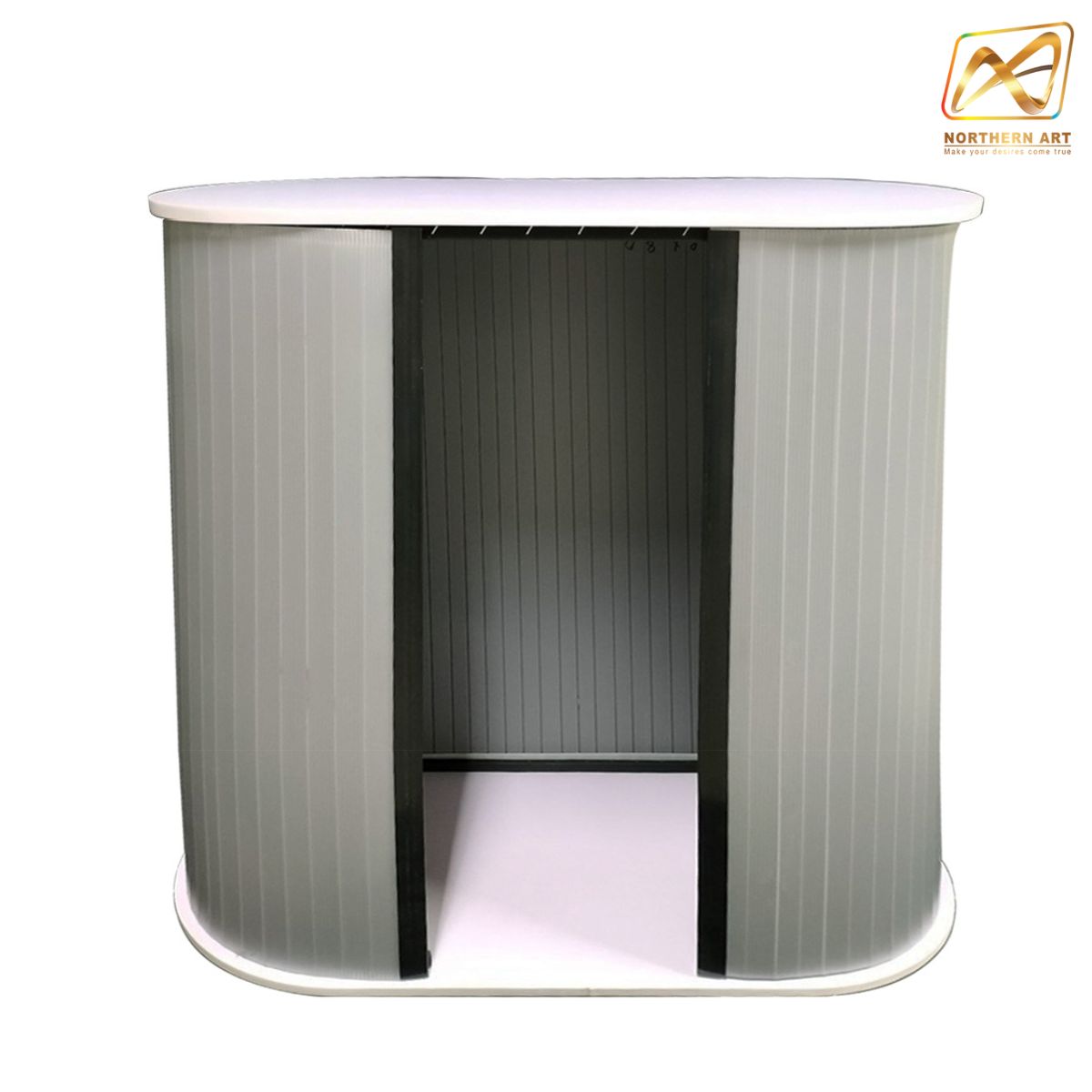 เคาน์เตอร์ออกบูธ ตรงมน TOP สีขาว ขนาด(W)80 x (D)40 x (H)93 cm. ถอดประกอบได้ เคลื่อนย้ายสะดวก