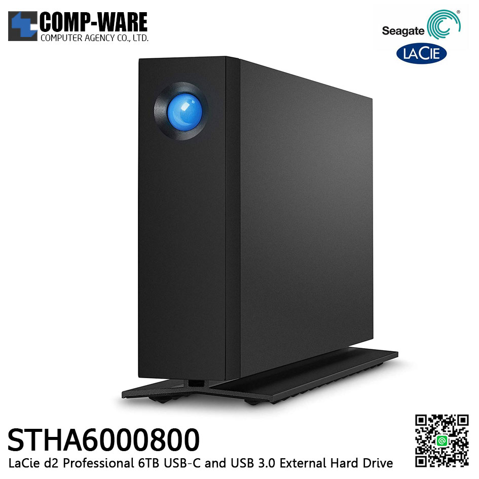 LaCie d2 Professional 6TB USB 3.1 Type-C External Hard Drive with Rescue Data Recovery Services - STHA6000800