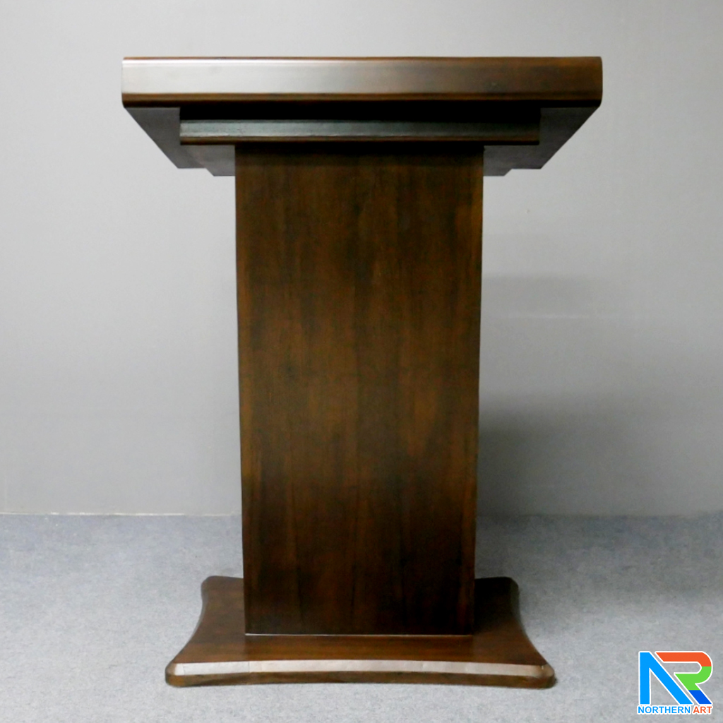 โพเดียมไม้ ยืนคู่ TOP เอียง สีโอ๊ค ขนาด (W)90 x (L)55 x (H)124 cm.