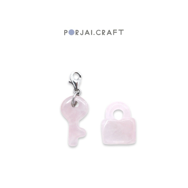 Rose Quartz Lock & Key Pendants จี้กุญแจโรสควอตซ์