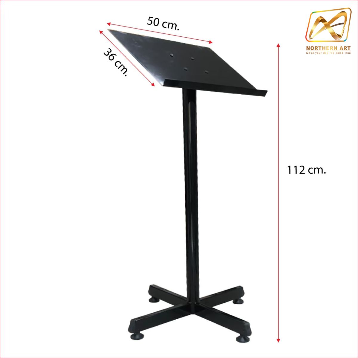 เมนูสแตนด์ เหล็กสีดำ ขา X ขนาด (W) 36 X (L) 50 X (H) 112 cm.