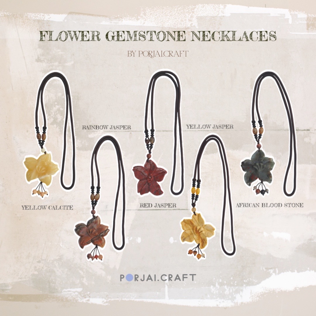 Yellow Calcite Flower Necklace สร้อยคอดอกไม้ แคลไซต์สีเหลือง