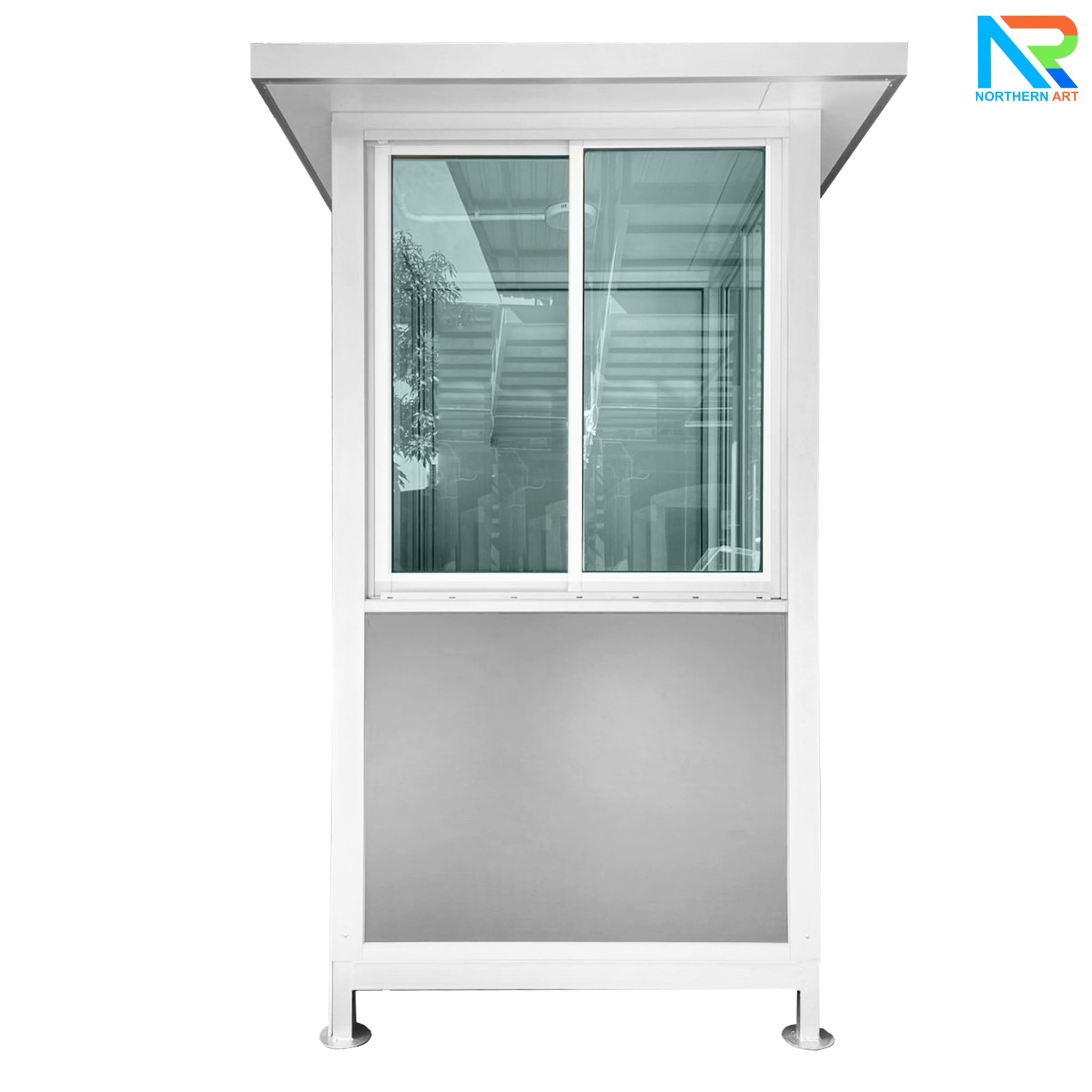 ป้อมยามสำเร็จรูป รุ่น COMPOSITE ขนาด 1.20x1.20 ม.โครงสร้างเหล็ก ผนังคอมโพสิทหนา 4 มม.(เลือกสีได้) ประตู-หน้าต่าง อลูมิเนียมสีเงิน