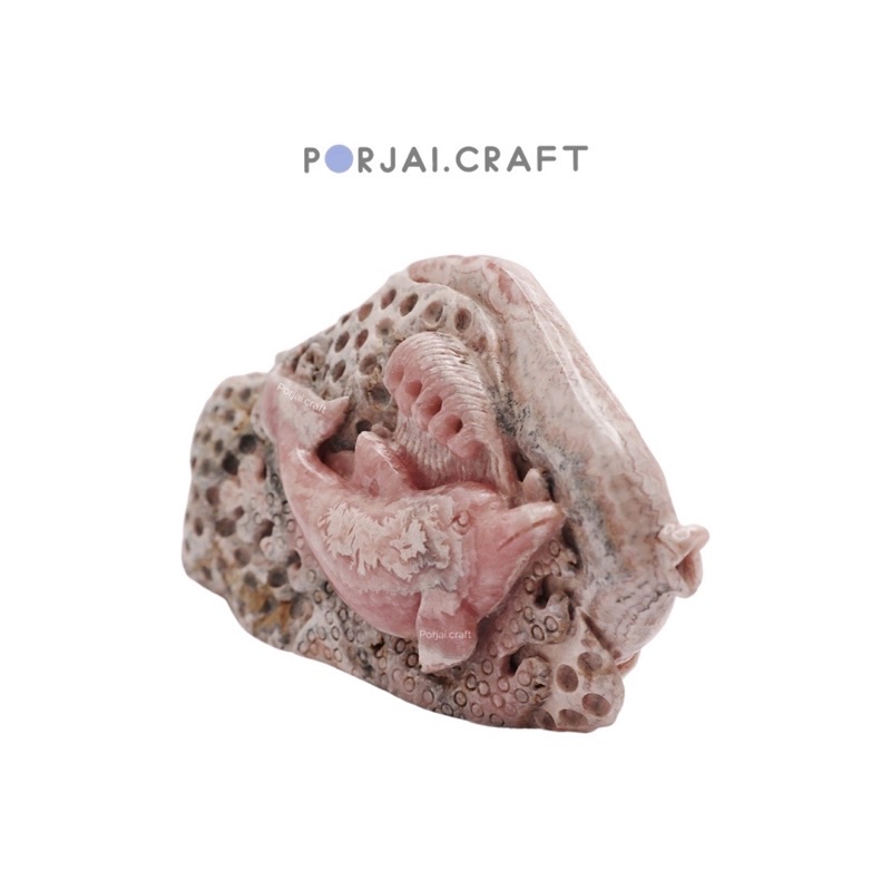 Rhodochrosite fish carving โรโดโครไซต์แกะสลักรูปปลา