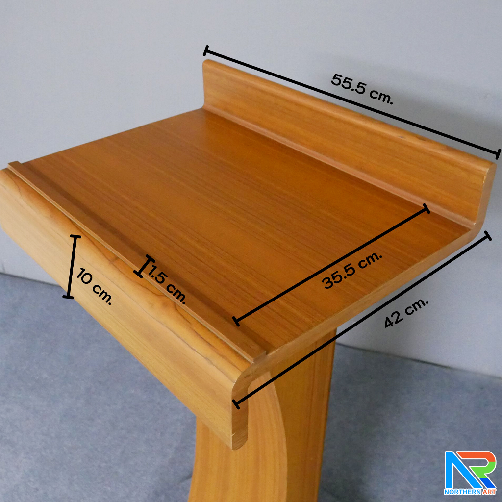โพเดียมไม้ สีสัก ทรงโมเดิร์น TOPตรง ขนาด (W)55.5 x (L)42 cm. สูง 111 cm.