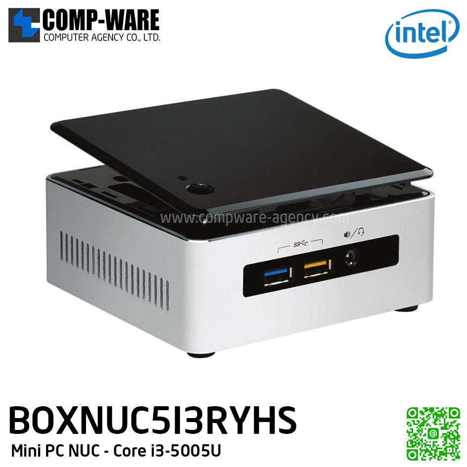Intel NUC5I3RYHS Mini PC NUC Kit - Intel Core™ i3-5005U Processor (3M Cache, 2.00 GHz), DDR3L-1333/1600 1.35V SO-DIMM, Mini-DP 1.2; Mini-HDMI 1.4a [ BOXNUC5I3RYHS ]
